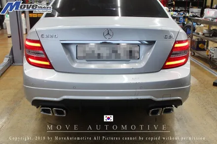 [메르세데스 벤츠 C220 AMG머플러팁] AMG팁 벤츠 AMG 듀얼 머플러/AMG구형 사각팁/부산 듀얼 머플러/벤츠 배기튜닝/순정형 배기/부산 자동차튜닝샵 무브모터스 / 부산 기장군