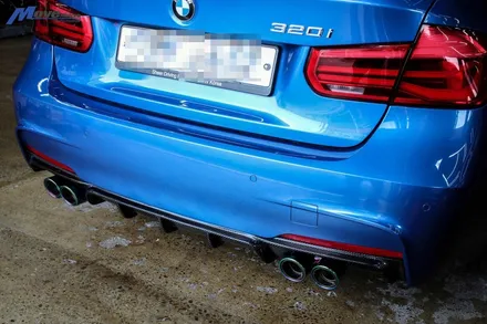 [BMW F30 320i] 아우라에스 ARP 가변 듀얼 배기 / 부산 ARP 배기 JSR 레인보우 배기팁 장착 튜닝 구조변경 / BMW 카본 디퓨져 무브모터스 / 부산 기장군