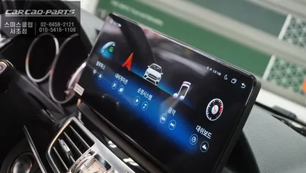 2015년식 벤츠E220 NTG5.0차량 모니터 블랙아웃 현상으로 탈거 후 12.3인치 안드로이드 에스플레이 모니터 교체 작업. / 서초구 서초동