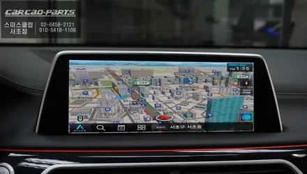BMW730D차량 고화질 순정 모니터와 연동되는 안드로이드10버젼 큐로이엑스 셋탑 매립 시공. / 서울 서초, 반포, 강남