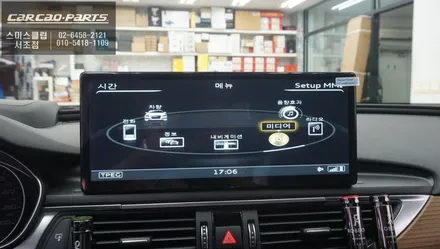 아우디A6차량 12.3인치 안드로이드 모니터와 주변360도 장애물을 확인할 수 있는 3D어라운드뷰 그리고 측후방센서 안전옵션 튜닝. / 서초구 서초동