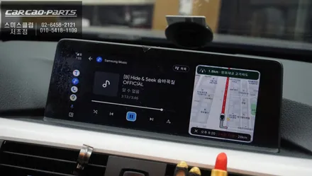 BMW320D순정 디스플레이 화면과 스마트폰 연동! 티맵, 카카오맵 연동되는 카플레이 모듈과 후방카메라 콜라보 장착. / 서울 서초, 반포, 강남