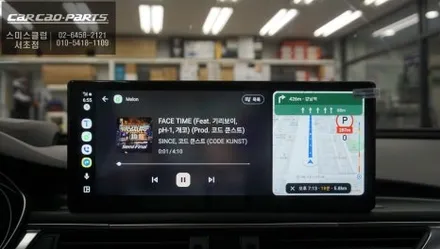 아우디A6차량 스마트폰처럼 편리한 기능 12.3인치 에스플레이 안드로이드와 어라운드뷰 기능 그리고 후측방 장애물을 감지하는 측후방센서. / 서초구 서초동