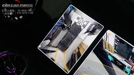 벤츠E450카브리올레 주변 360도 장애물을 확인해서 충돌 상황을 예방할 수 있는 3D어라운드뷰 장착. / 서초구 서초동