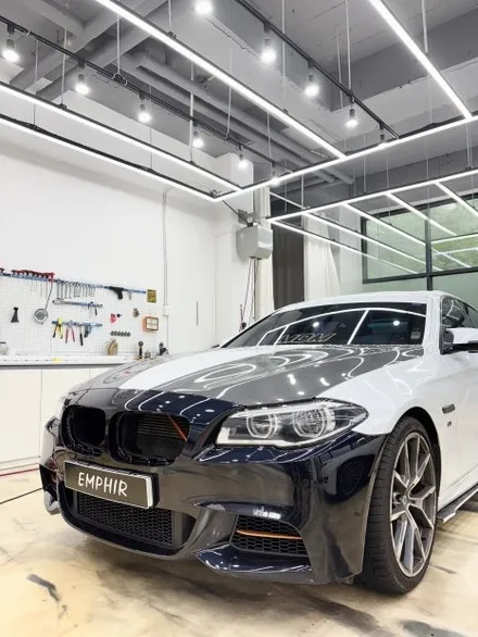 BMW M550d 랩핑 사고처리는 어떻게? 앞범퍼 랩핑 재시공. 보험수리 사고대차까지 김포랩핑 보험처리 / 경기 김포