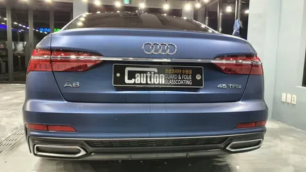 아우디 A6 45TFSI 무광 트렌톤 블루 전체랩핑 / 수원시 영통구 하동