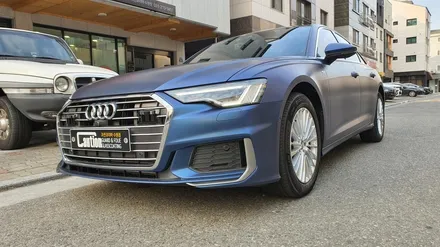 아우디 A6 45TFSI 무광 트렌톤 블루 전체랩핑 / 수원시 영통구 하동