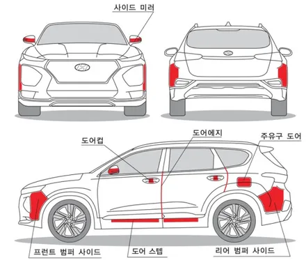 싼타페TM 인스퍼레이션 튜익스 7종 PFF+본넷+헤드램프 시공 / 제주 월평