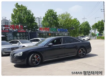 [전주휠복원 첨단타이어] 아우디A8 순정19인치->고스트크롬휠복원/휠도색+캘리퍼전용우레탄도색(레드) / 전주