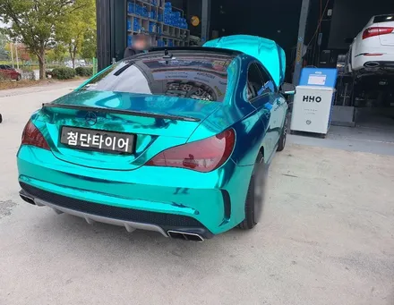 [전주휠복원 첨단타이어] 벤츠 CLA45 AMG 4MATIC  HHO수소 엔진카본크리닝/휠크랙+순정19인치 휠용접=휠복원 작업정읍익산김제군산휠복원,대전휠광주휠,충북충남휠,전주튜닝 / 전주