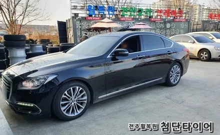 [전주휠복원 첨단타이어] 제네시스 G80 순정18인치 블랙크롬휠->다이아몬드컷팅 복원휠 교체! / 전주