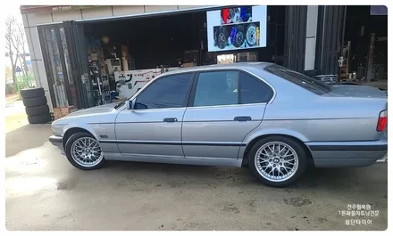 [전주 휠복원 첨단타이어]올드카 BMW 525i E34 16인치 BMW750Li 고스트크롬휠  -> 17인치 인치업 정품 BBS 림폴리쉬 휠복원 장착후기!군산휠복원,김제휠복원 / 전주