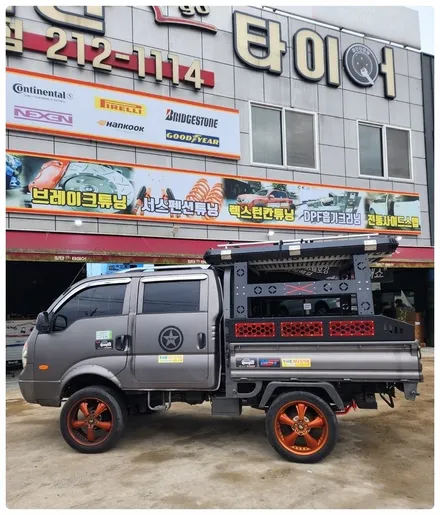 [전주 휠복원 첨단타이어] 봉고3 더블캡  랙1 롤바/랙2  롤바  1단+2단+3단 바스켓/ 루프텐트 튜닝 장착 !! 루프랙/캠핑카튜닝/차박/봉고사륜튜닝 / 전주