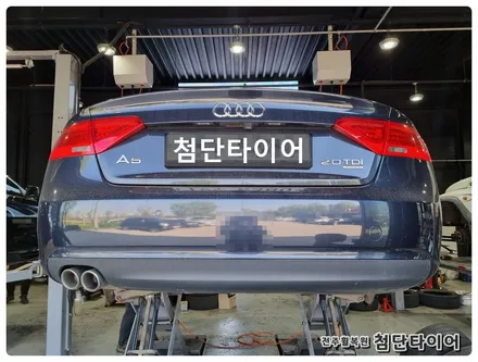 [전주휠복원 첨단타이어] 아우디A5 순정18인치 도장휠->19인치인치업(아우디A6 블랙크롬복원휠+ 금호타이어 PS71 255/35R19 조합)+캘리퍼전용우레탄도색+ 앞디스크교환 / 전주