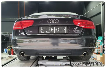 [전주휠복원 첨단타이어] 아우디A8 순정19인치->고스트크롬휠복원/휠도색+캘리퍼전용우레탄도색(레드) / 전주