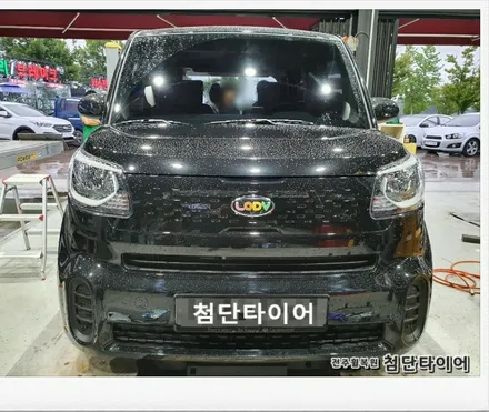 [첨단타이어] 국내 최초 경차 레이 캠핑카 로디(LODY) 14인치 깡통휠->15인치 인치업(스파크블랙유광휠+타이어 조합 교체)전주휠타이어,전주휠복원,정읍익산김제휠복원,대전광주휠 / 전주