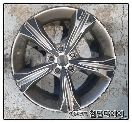 [전주휠복원 첨단타이어] 올뉴SM7 순정18인치 -> SM6 블랙유광순정복원휠교체+ 금호 마제스티9 2254518 / 전주