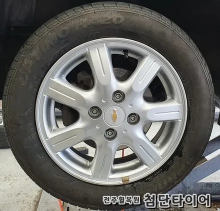 [전주휠복원 첨단타이어] 스파크 14인치 깡통휠-> 순정14인치 복원휠교체!휠도장/휠복원[ / 전주