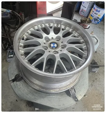 [전주 휠복원 첨단타이어]올드카 BMW 525i E34 16인치 BMW750Li 고스트크롬휠  -> 17인치 인치업 정품 BBS 림폴리쉬 휠복원 장착후기!군산휠복원,김제휠복원 / 전주