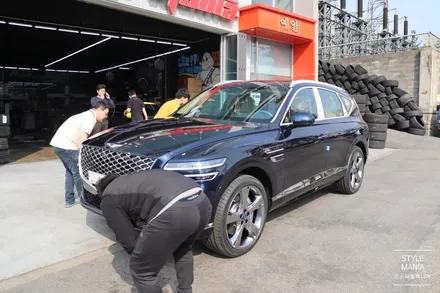 제네시스 GV80 로얄블루 국내1호차 신차검수 존슨썬팅 / 하남시 감북동