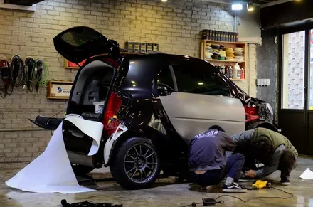 [AP-카스킨/컬러랩핑] BENZ SMART: 컬러체인지로 새로운기분으로~ 블랙 메탈릭컬러!성수동 랩핑 / 서울 성동구 응봉동