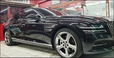 수원 범퍼 수리 알아보신다면? 제네시스 G80 판금 도색 전문에서 복원완료 / 구로동