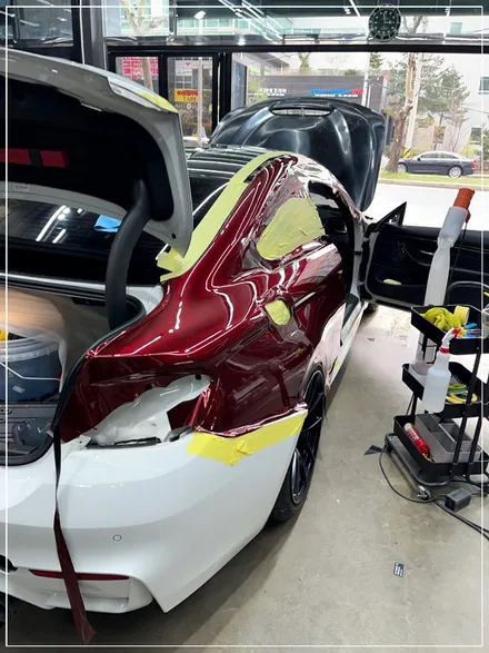 안산, 안양 BMW M4 고광택 레드 필름 자동차 전체랩핑 / 구로동