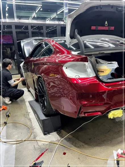 안산, 안양 BMW M4 고광택 레드 필름 자동차 전체랩핑 / 구로동