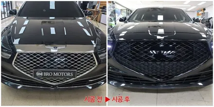경남 거제 통영 고성 마산 제네시스 G90 리무진 크롬죽이기 크롬딜리트 스모그필름 시공 엠블럼 변경 / 경남 거제, 통영, 창원