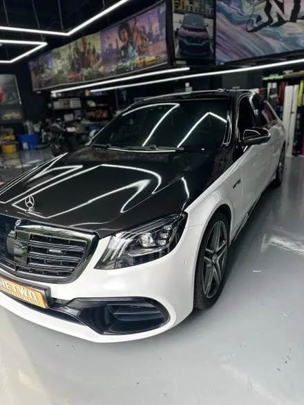 [안산 랩핑 원투] 벤츠 S클래스 S63 AMG 듀오톤 투톤 에이버리 전체랩핑 블랙 엠블럼 교체 / 안산시 상록구 일동