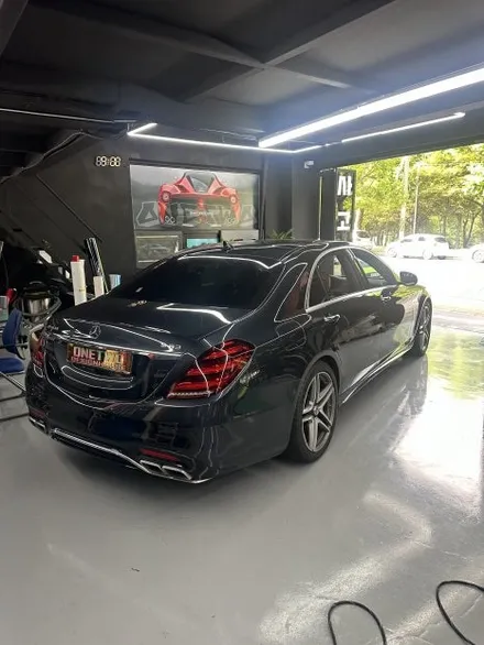 [안산 랩핑 원투] 벤츠 S클래스 S63 AMG 듀오톤 투톤 에이버리 전체랩핑 블랙 엠블럼 교체 / 안산시 상록구 일동