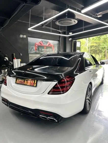 [안산 랩핑 원투] 벤츠 S클래스 S63 AMG 듀오톤 투톤 에이버리 전체랩핑 블랙 엠블럼 교체 / 안산시 상록구 일동