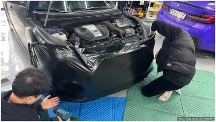 [안산랩핑] 현대 벨로스터 에이버리 사틴블랙 앞범퍼 시공 원투랩 / 경기 안산