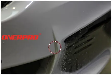 BMW 535i 프론트 범퍼PPF 카메라 줌을 최대한 땡겨서 디테일한 샷으로 마감처리 보기 - 오너프로 PPF 한국본사 / 경기 평택