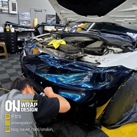 부천랩핑, BMW 4시리즈 전체랩핑, PET 브리티시 그린 카멜레온 색상으로 전체랩핑, 고광택 전체랩핑 시공기. / 부천시 소사구 옥길동