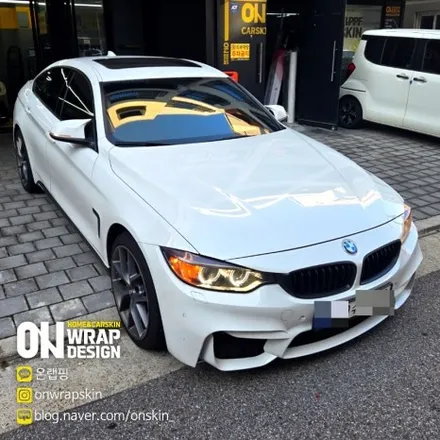 부천랩핑, BMW 4시리즈 전체랩핑, PET 브리티시 그린 카멜레온 색상으로 전체랩핑, 고광택 전체랩핑 시공기. / 부천시 소사구 옥길동