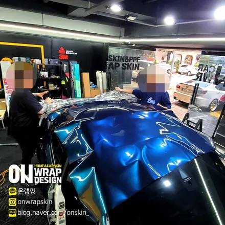 부천랩핑, BMW 4시리즈 전체랩핑, PET 브리티시 그린 카멜레온 색상으로 전체랩핑, 고광택 전체랩핑 시공기. / 부천시 소사구 옥길동