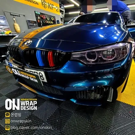 부천랩핑, BMW 4시리즈 전체랩핑, PET 브리티시 그린 카멜레온 색상으로 전체랩핑, 고광택 전체랩핑 시공기. / 부천시 소사구 옥길동