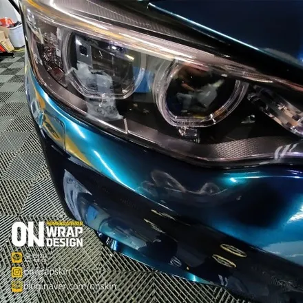 부천랩핑, BMW 4시리즈 전체랩핑, PET 브리티시 그린 카멜레온 색상으로 전체랩핑, 고광택 전체랩핑 시공기. / 부천시 소사구 옥길동