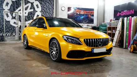 벤츠 C63AMG 레이즈 고스트옐로우 전체랩핑 시공후기 / 안산,시흥,화성