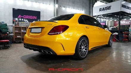 벤츠 C63AMG 레이즈 고스트옐로우 전체랩핑 시공후기 / 안산,시흥,화성