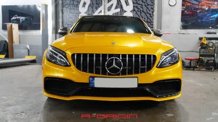 벤츠 C63AMG 레이즈 고스트옐로우 전체랩핑 시공후기 / 안산,시흥,화성
