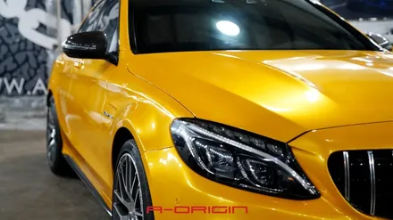 벤츠 C63AMG 레이즈 고스트옐로우 전체랩핑 시공후기 / 안산,시흥,화성
