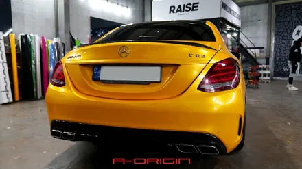 벤츠 C63AMG 레이즈 고스트옐로우 전체랩핑 시공후기 / 안산,시흥,화성