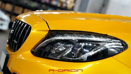 벤츠 C63AMG 레이즈 고스트옐로우 전체랩핑 시공후기 / 안산,시흥,화성