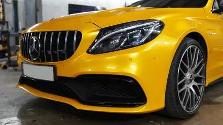 벤츠 C63AMG 레이즈 고스트옐로우 전체랩핑 시공후기 / 안산,시흥,화성