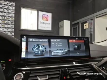 [대구 오디쎄이] BMW G30 520i 안드로이드 올인원 15인치 무스로이드 카오디오 스피커 크리스탈 기어봉 3종 세트