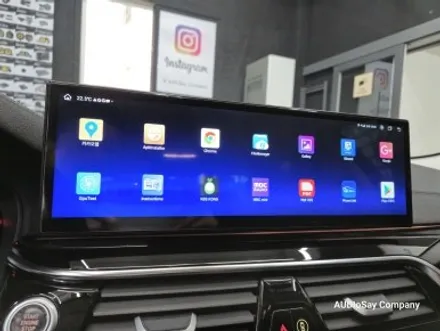 [대구 오디쎄이] BMW G30 520i 안드로이드 올인원 15인치 무스로이드 카오디오 스피커 크리스탈 기어봉 3종 세트