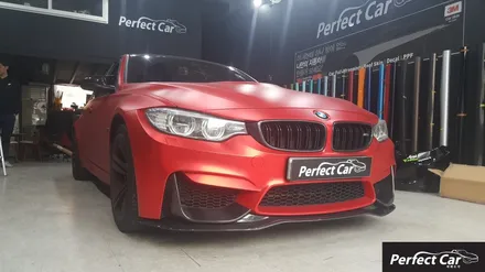 BMW m3 메택 무광 아이스 레드 크롬 뒷범퍼 사고차량랩핑 아이스크롬 랩핑도 역시나 퍼펙트카에서! 광명,시흥,부천,안산,안양,인천,오이도 랩핑잘하는곳 퍼팩트카! / 경기 시흥