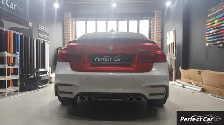 BMW m3 메택 무광 아이스 레드 크롬 뒷범퍼 사고차량랩핑 아이스크롬 랩핑도 역시나 퍼펙트카에서! 광명,시흥,부천,안산,안양,인천,오이도 랩핑잘하는곳 퍼팩트카! / 경기 시흥